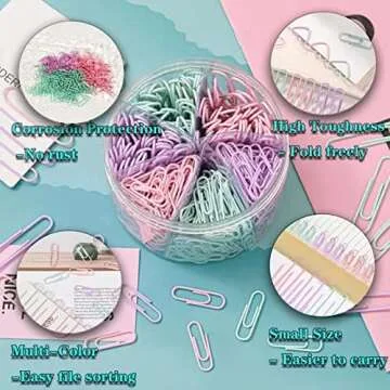XUELUN Macaron Colored Paper Clips - 600pcs for Colorful Organization