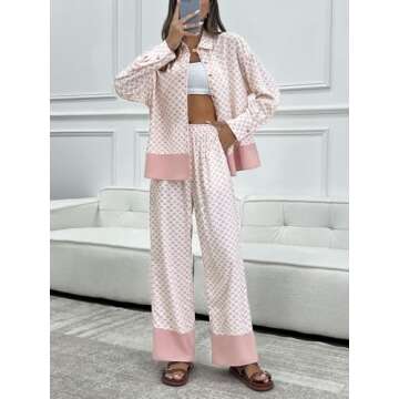 Tankaneo Womens Pajama Sets Comfy Button Down Sleepwear