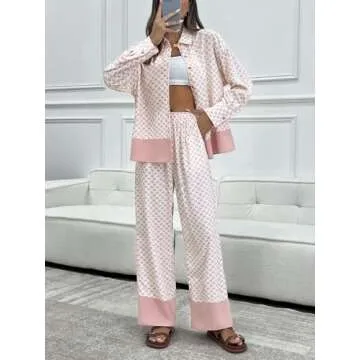 Tankaneo Womens Pajama Sets Comfy Button Down Sleepwear