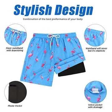 Comfortable Men's Swim Trunks with Compression Liner