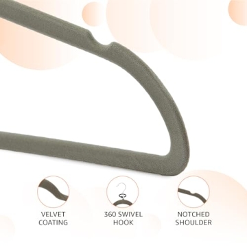 Amazon Basics Slim Velvet Non-Slip Hangers - Pack of 30