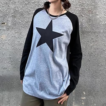 ABYOVRT Women Star Shirt Y2K Vintage Oversized Tee