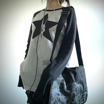 ABYOVRT Women Star Shirt Y2K Vintage Oversized Tee