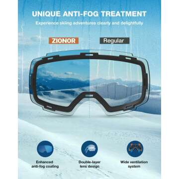 ZIONOR X4 Magnetic Lens Ski Goggles for Men & Women