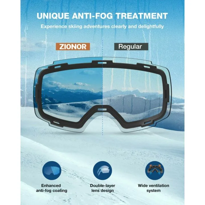ZIONOR X4 Magnetic Lens Ski Goggles for Men & Women