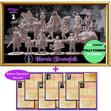 Newcombie 18 Miniatures Townsfolk Hero for DND Miniatures Bulk 28mm & Dungeons and Dragons Miniature...