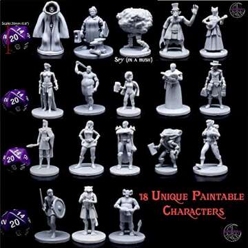 Newcombie 18 Miniatures Townsfolk Hero for DND Miniatures Bulk 28mm & Dungeons and Dragons Miniatures | for DND Minis and D&D Miniatures Fan and Fantasy Miniatures I Campaign Setting & Quests