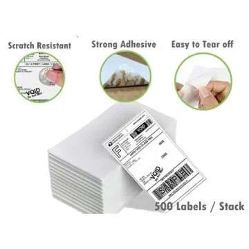 Immuson Fanfold 4x6 Thermal Labels - 500 Count, Eco-Friendly