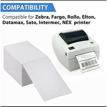 Immuson Fanfold 4x6 Thermal Labels - 500 Count, Eco-Friendly