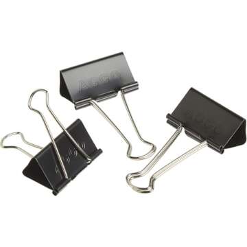 Acco Brand Binder Clips, Large, 1 Box, 12 Clips/Box (72100)