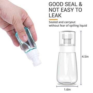 RELANOR Pack 2 Small Spray Bottle Travel Size 2oz/60ml - Fine Mist Mini Empty Spray Bottles - Leak P...
