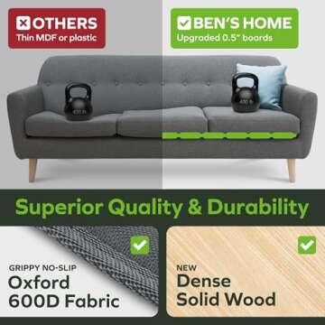 BEN'SHOME® Lifetime Loveseat Cushion Support [38"-45" x 19.7"] - Heavy Duty 0.5" Thick Solid Wood B...