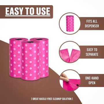 Parisian Pet Ecofriendly Dog Poop Bags Rolls - 320 Count Unscented Poop Bags For Dogs - Leakproof, Extra Thick, 16 Dog Waste Bags Refill Rolls - Polka Dot Pink Doggie Poop Bags - Fits All Dispenser