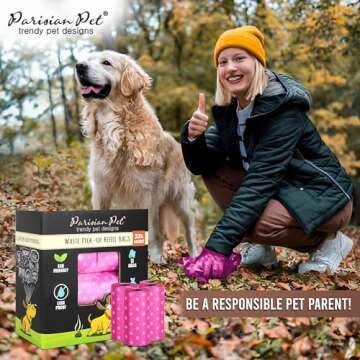 Parisian Pet Ecofriendly Dog Poop Bags Rolls - 320 Count Unscented Poop Bags For Dogs - Leakproof, Extra Thick, 16 Dog Waste Bags Refill Rolls - Polka Dot Pink Doggie Poop Bags - Fits All Dispenser