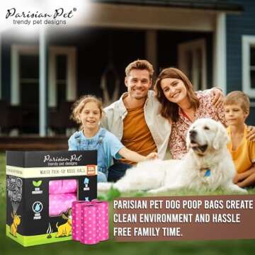 Parisian Pet Ecofriendly Dog Poop Bags Rolls - 320 Count Unscented Poop Bags For Dogs - Leakproof, Extra Thick, 16 Dog Waste Bags Refill Rolls - Polka Dot Pink Doggie Poop Bags - Fits All Dispenser