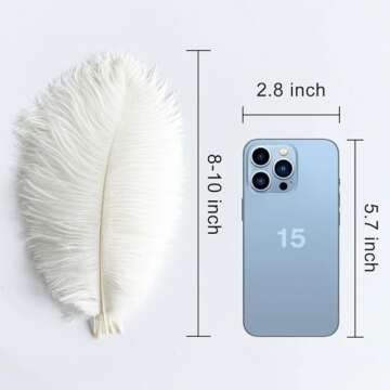 Piokio 20 pcs Natural White Natural Ostrich Feathers Plumes 8-10 inch(20-25 cm) Bulk for DIY Clothes...