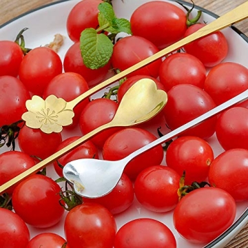 Falytemow 304 Stainless Steel Spoons for Coffee Tea Dessert Drink Mixing Milkshake Spoon Tableware Pack of 8 (8pcs Gold Heart Shape)