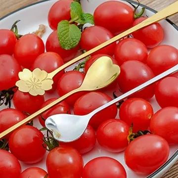 Falytemow 304 Stainless Steel Spoons for Coffee Tea Dessert Drink Mixing Milkshake Spoon Tableware Pack of 8 (8pcs Gold Heart Shape)