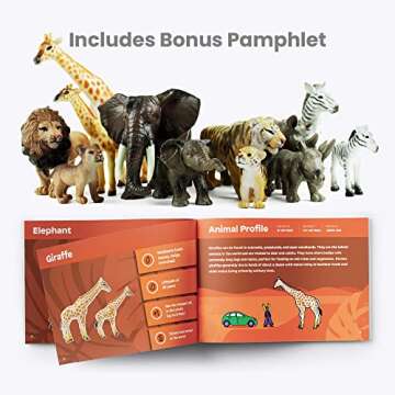 Boley Jungle Safari Animal Set - 12-Piece Detailed Wildlife Figures for Educational Play - Durable K...
