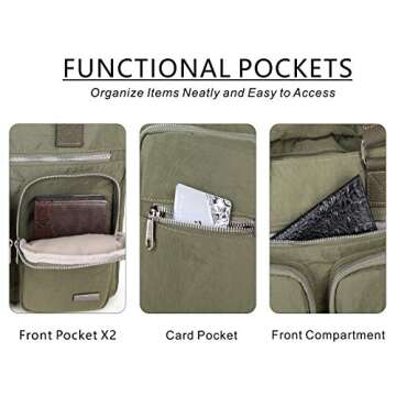 La Packmore Water Repellent Nylon Shoulder Bag Handbag Laptop Bag Teacher Nurse Tote Briefcase Clinical Bag (14-Inch, Olive)