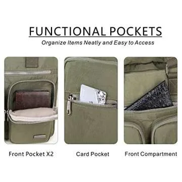 La Packmore Water Repellent Nylon Shoulder Bag Handbag Laptop Bag Teacher Nurse Tote Briefcase Clinical Bag (14-Inch, Olive)