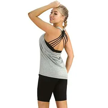 icyzone Yoga Tank Top for Women with Built-in Bra