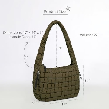 ODODOS Quilted Carryall Tote Bag for Women Crossbody Large Hobo Lightweight Padding Shoulder Bag, Avocado