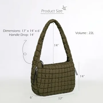 ODODOS Quilted Carryall Tote Bag for Women Crossbody Large Hobo Lightweight Padding Shoulder Bag, Avocado