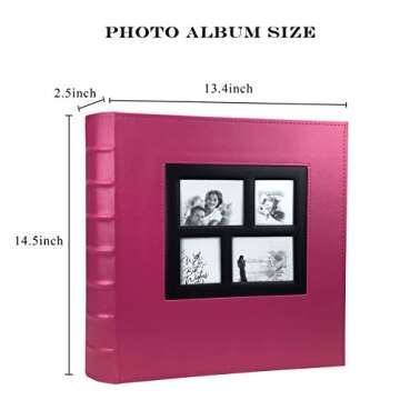RECUTMS Photo Album 4x6 600 Photos Black Pages Large Capacity Leather Cover Wedding Family Photo Alb...
