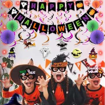 Halloween Trunk or Treat Car Decorations Kit with LED Lights, Happy Halloween Theme Design Car Archw...