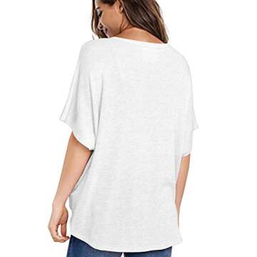 MIHOLL Womens Loose Blouse Short Sleeve V Neck Button Down T Shirts Tie Front Knot Casual Tops