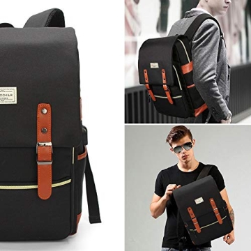 Modoker Vintage Laptop Backpack with USB Charging Port