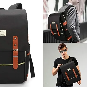 Modoker Vintage Laptop Backpack with USB Charging Port