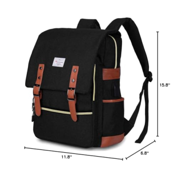 Modoker Vintage Laptop Backpack with USB Charging Port