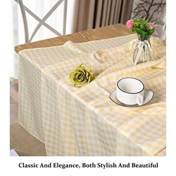 DUOBAO Yellow and White Checked Tablecloth Rectangle 54 x 84 Inch Gingham Check Table Cloth for Picnic Yellow Tablecloth Buffalo Plaid Table-Cloths Farmhouse Decoration Tablecloths Overlay Linen