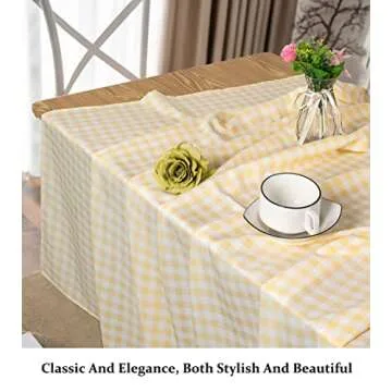 DUOBAO Yellow and White Checked Tablecloth Rectangle 54 x 84 Inch Gingham Check Table Cloth for Picnic Yellow Tablecloth Buffalo Plaid Table-Cloths Farmhouse Decoration Tablecloths Overlay Linen