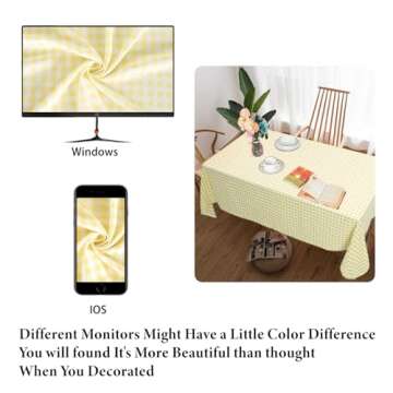DUOBAO Yellow and White Checked Tablecloth Rectangle 54 x 84 Inch Gingham Check Table Cloth for Picnic Yellow Tablecloth Buffalo Plaid Table-Cloths Farmhouse Decoration Tablecloths Overlay Linen