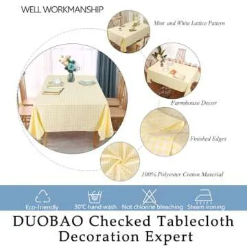 DUOBAO Yellow and White Checked Tablecloth Rectangle 54 x 84 Inch Gingham Check Table Cloth for Picnic Yellow Tablecloth Buffalo Plaid Table-Cloths Farmhouse Decoration Tablecloths Overlay Linen