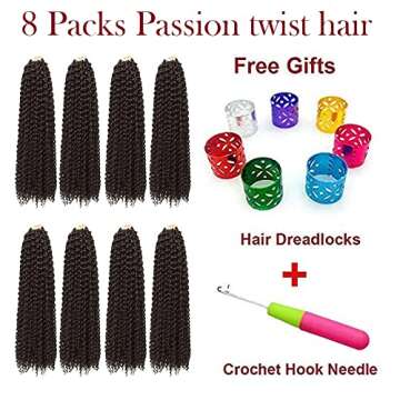 8 Packs Passion Twist Hair 18 Inch Passion Twist Crochet Hair For Black Women Water Wave Crochet Braiding Hair Extensions (4#, 18 inch)