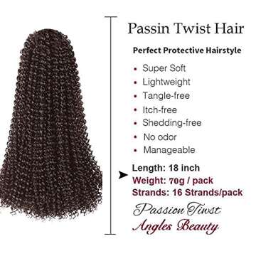 8 Packs Passion Twist Hair 18 Inch Passion Twist Crochet Hair For Black Women Water Wave Crochet Braiding Hair Extensions (4#, 18 inch)