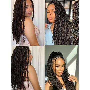 8 Packs Passion Twist Hair 18 Inch Passion Twist Crochet Hair For Black Women Water Wave Crochet Braiding Hair Extensions (4#, 18 inch)