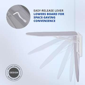 Ivation Wall-Mounted Ironing Board | Foldable 36.2” x 12.2”, Fold Down Ironing Station for Home,...