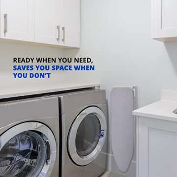 Ivation Wall-Mounted Ironing Board | Foldable 36.2” x 12.2”, Fold Down Ironing Station for Home, Apartment & Dorms, Easy-Release Lever, Removable Cotton Cover, Mounting Hardware Included