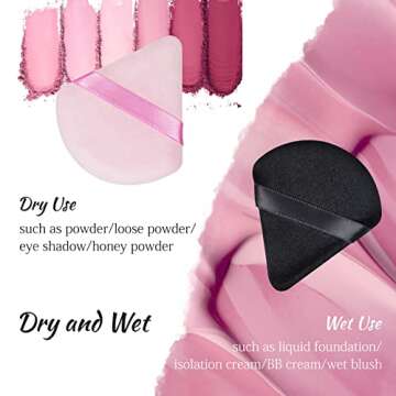 2 Pcs Triangle Powder Puff for Face Soft Velour Makeup Puffs for Setting Loose Powder Beauty Under Eye Powder Puff Face Makeup Applicator|Black+Pink