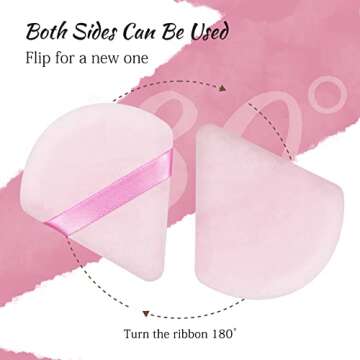 2 Pcs Triangle Powder Puff for Face Soft Velour Makeup Puffs for Setting Loose Powder Beauty Under Eye Powder Puff Face Makeup Applicator|Black+Pink