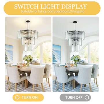 Modern 8-Light Glass Farmhouse Chandeliers for Dining Room
