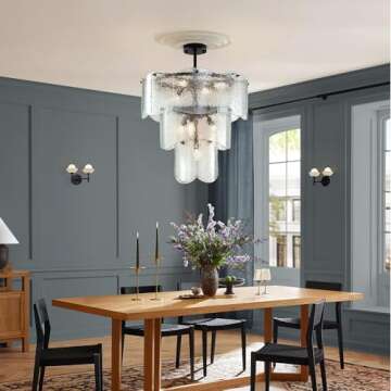 Modern 8-Light Glass Farmhouse Chandeliers for Dining Room