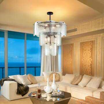 Modern 8-Light Glass Farmhouse Chandeliers for Dining Room