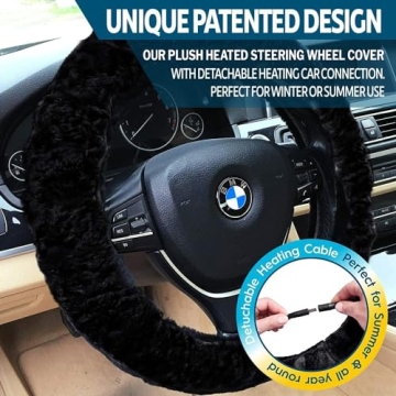 ZONETECH Heated Steering Wheel Cover for Winter Comfort