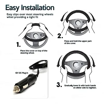 ZONETECH Heated Steering Wheel Cover for Winter Comfort